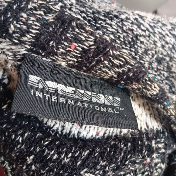 Vtg Mens Large Sweater International Abstract Pattern Knit Crewneck 90's Fleck - Picture 6 of 9